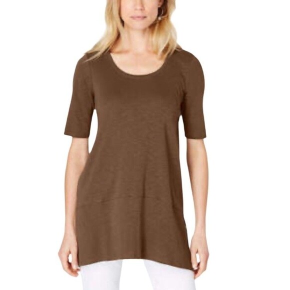 J.Jill Linen Blend Half Sleeve Sweater Top Size X-Large Brown - Picture 1 of 8